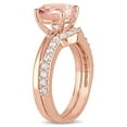 thumbnail image 3 of Everly Women's Created Sapphire Created Morganite 10k Rose Gold Bridal Set, 3 of 8