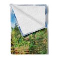 thumbnail image 2 of Balinese Soft Flannel Fleece Throw Blanket, Tirta Empul Building Bali Indonesia Exotic Trees Oriental Building Lake Photo, Cozy Plush for Indoor and Outdoor Use, 50" x 70", Yellow Green, by Ambesonne, 2 of 5