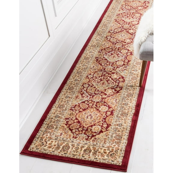 Rugs.com Aditi Collection Rug – 2' 7 x 10' Runner Red Low Rug Perfect For Living Rooms, Large Dining Rooms, Open Floorplans