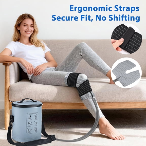 Flaremore Ice Machine for Knee After Surgery, Programmable 6 Timer Portable Cold Therapy Machine, Cold Therapy Machine Apply 15L Leak-Proof Ice Barrel for Arm, Ankle, Thigh