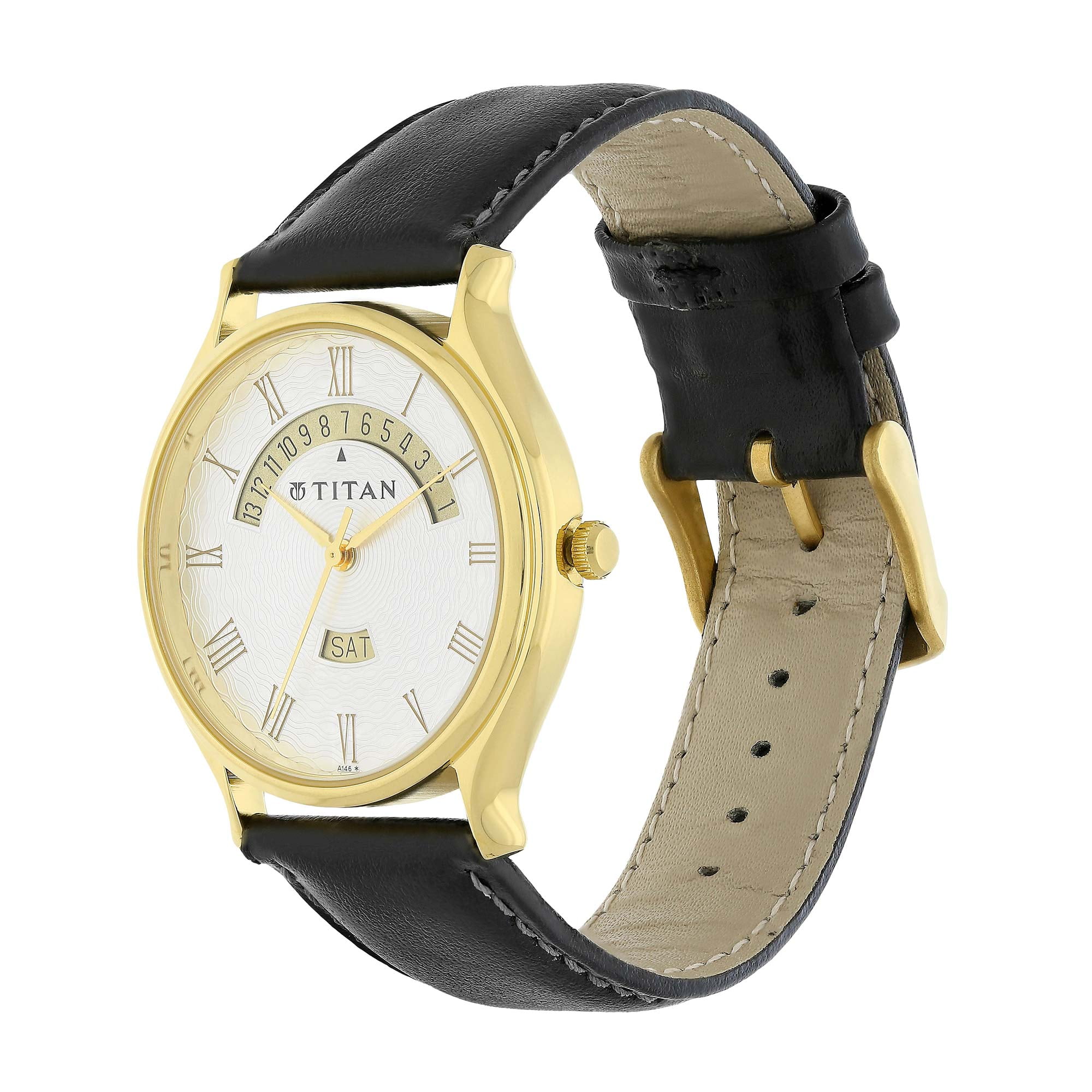 Titan Wrist Watch, Display Type : Analog, Strap Material : Leather