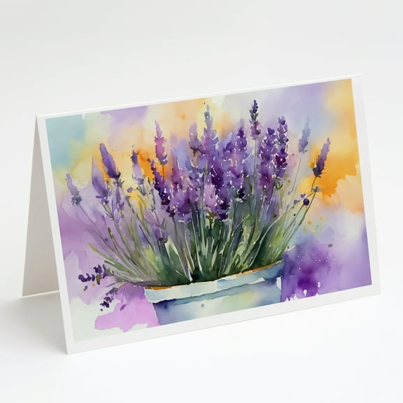Lavender in Watercolor Greeting Cards and Envelopes Pack of 8 7 in x 5 in