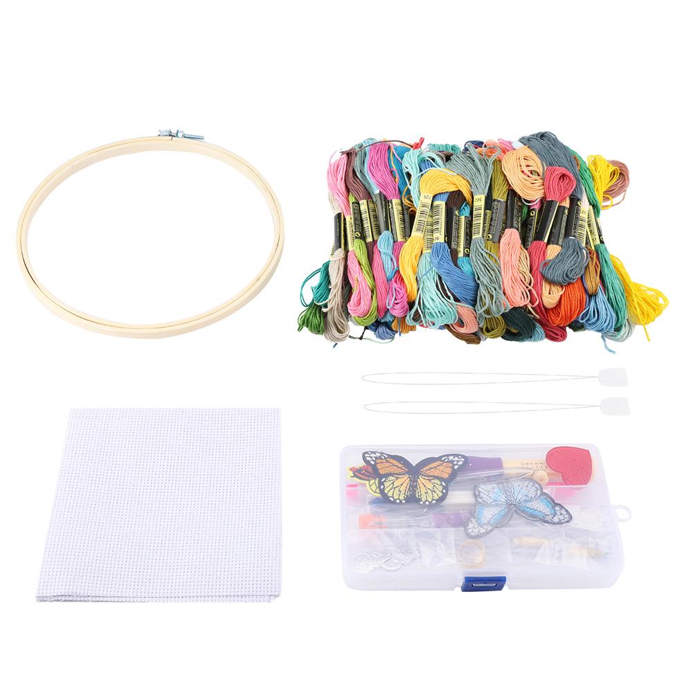 Kritne Sewing Needle Thread Set, 100Pcs/Set DIY Crafts Colorful Threads Embroidery Pen Punch