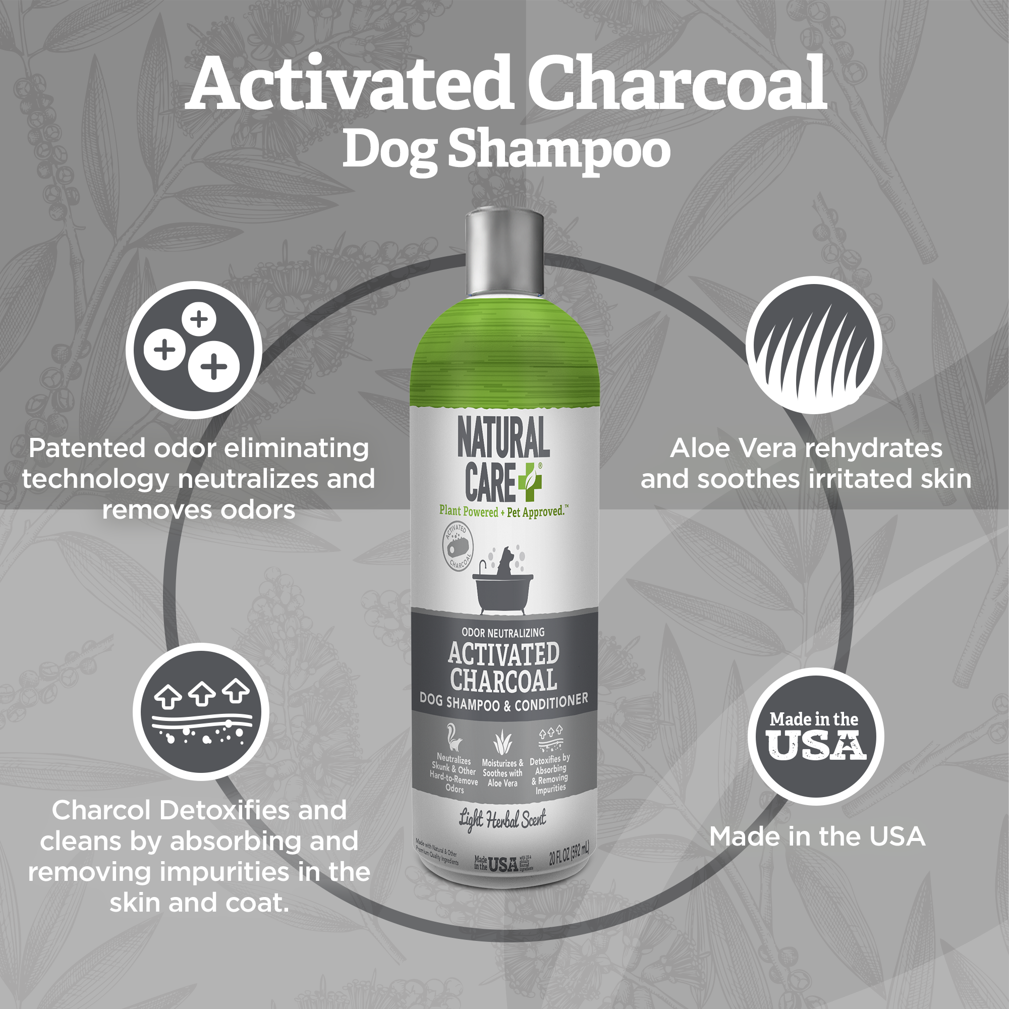 Natural Care Charcoal Dog Shampoo Light Herbal Scent photo 4
