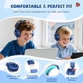 thumbnail image 4 of Kids Headphones Wired for School, 85/94dB Volume Limit, Wired Over Ear Headphones for Kids Boys Girls with Microphone, Stereo Sound 3.5mm Cord for Kindle Tablet Airplane Travel, Navy Blue, 4 of 7