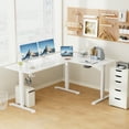thumbnail image 7 of Homall 63in Wide L-shaped Electric Sit-Stand Desk Lifting Range 28~46in Height Gear Memory Ergonomics Standing Desk Height Adjustable Computer Desk, White, 7 of 7