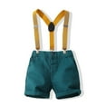 thumbnail image 4 of YTDSCS 1-6T Boys Summer Gentleman Outfit Suits for Toddler Baby Kids,Boys Short Pants Set, Short Sleeve Shirt+Suspender Pants+Bow Tie, 4 of 8