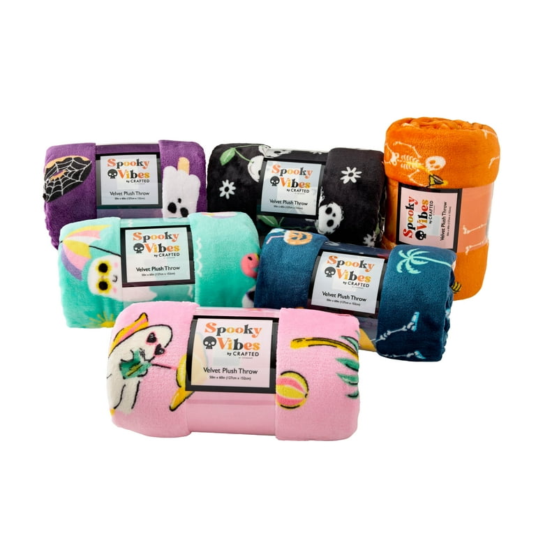 Summerween Velvet Plush Throw Skeleton Beach Party Design, for