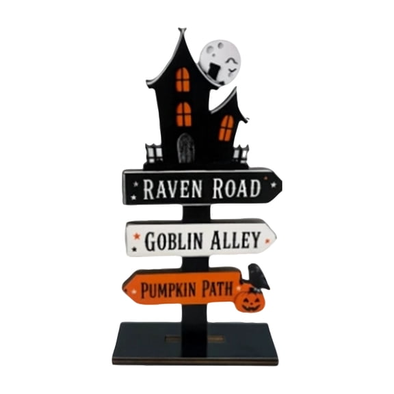 Halloween Table Decorations 6 Inch Spooky Indoor Wooden Sign, Halloween Home Decor for Halloween Party Haunted House Display, White Black Orange Accent, 1 Piece