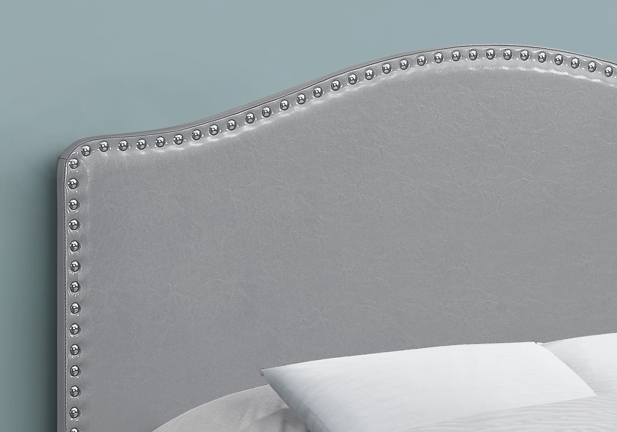Bed Headboard Only Full Size Bedroom Upholstered Pu Leather Look Grey