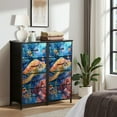 thumbnail image 6 of Dresser for Bedroom with 4 Storage Drawers Sea Turtle Bathroom Teal Beach Theme Turtle Underwater Scene Chest of Drawers Steel Framed Fabric Closet Organizers for Entryway, 6 of 7