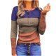 thumbnail image 1 of Mujeres Sexy Raya Impresión Encaje Costura Manga larga O-cuello Camisas Blusa Tops Fridja hj3204, 1 of 5