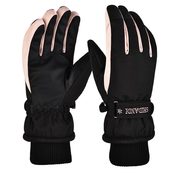 Guantes de esquí para mujer, de invierno, con pantalla táctil, acolchados de terciopelo, de algodón, cálidos, bonitos, para estudiantes, ciclismo, montañismo, impermeables, fríos y a prueba de viento