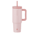 thumbnail image 4 of GROSCHE ASPEN 40 oz tumbler with handle and straw. Extreme insulation, classy design, built to last insulated stainless steel tumbler with handle, lid and straw, Peach Rose Pink, 4 of 12