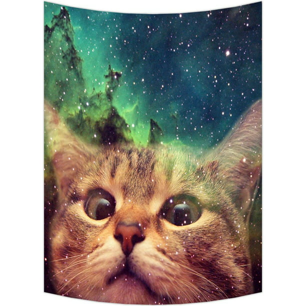 GCKG Star Galaxy Outer Space Cute Cat Wall Art Tapestries Home Decor ...