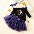 thumbnail image 2 of Hpapadks Baby Girl Outfits Halloween Printed Long Sleeve Romper Skirt Hairband 3 Piece Set Casual Holiday Party New Born Clothes Baby Girl Black 1-3 m, 2 of 5