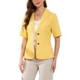 thumbnail image 4 of INSPIRE CHIC Women's 2 Piece Suit Set Notched Lapel Blazer Layered Dress Outfit L Yellow, 4 of 6