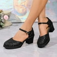 thumbnail image 6 of Miluxas Fashion Women Casual Round Head Sandals Comfy Casual High Heels Shoes A-Black 7.5(40), 6 of 9