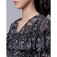 thumbnail image 5 of Moomaya Printed V-Neck Tops For Women, Ruffle Full Sleeve Sheer Summer Tunic Top, 5 of 9