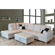 Lifestyle Furniture LF092A Urbania Left Hand Facing Sectional Sofa- White - 35 x 103.5 x 74.5 in.