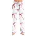 thumbnail image 2 of Women's Comfy Pajama Pants with Red Bow Print, Soft Lounge Sleepwear, Elastic Waist, Relaxed Fit, White, Size Options, 2 of 6