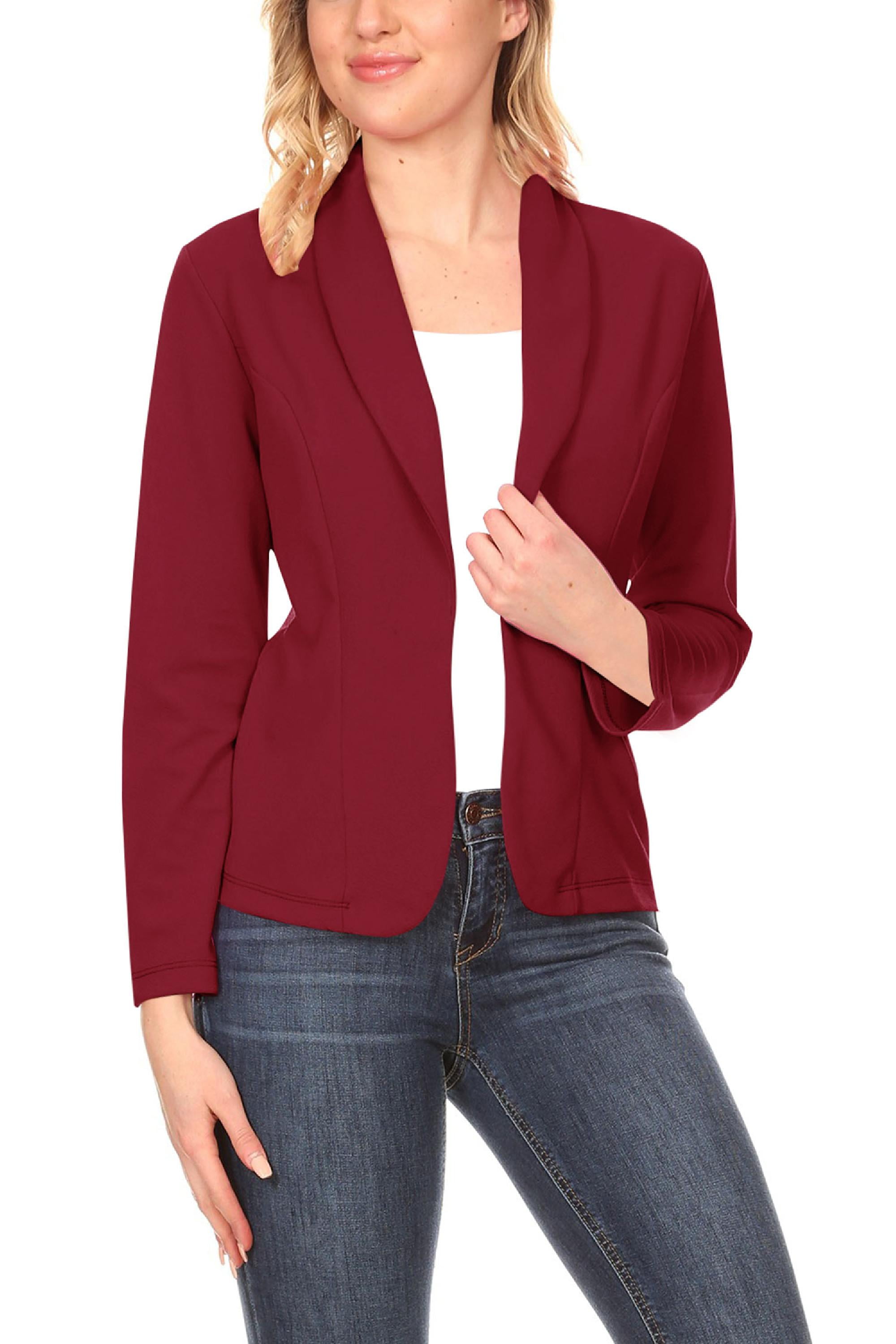 Moa Collection Women's Casual Long Sleeves Office Workwear Solid Blazer