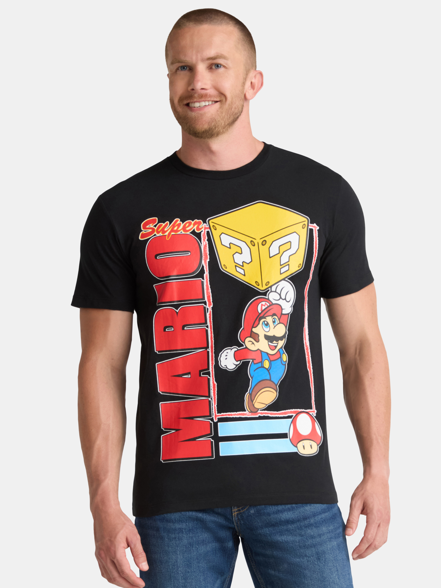 Nintendo Super Mario, Men's & Big Men's Graphic Tee, Mario Jump, Sizes S-3XL