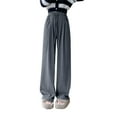 thumbnail image 3 of HVOBTTY Women's Straight Leg Wide Leg Pants, Fall Pants for Women, Women's Casual Soft Solid Color Knit Athletic Loose Wide Leg Pants Dark Gray, XXL, 3 of 5