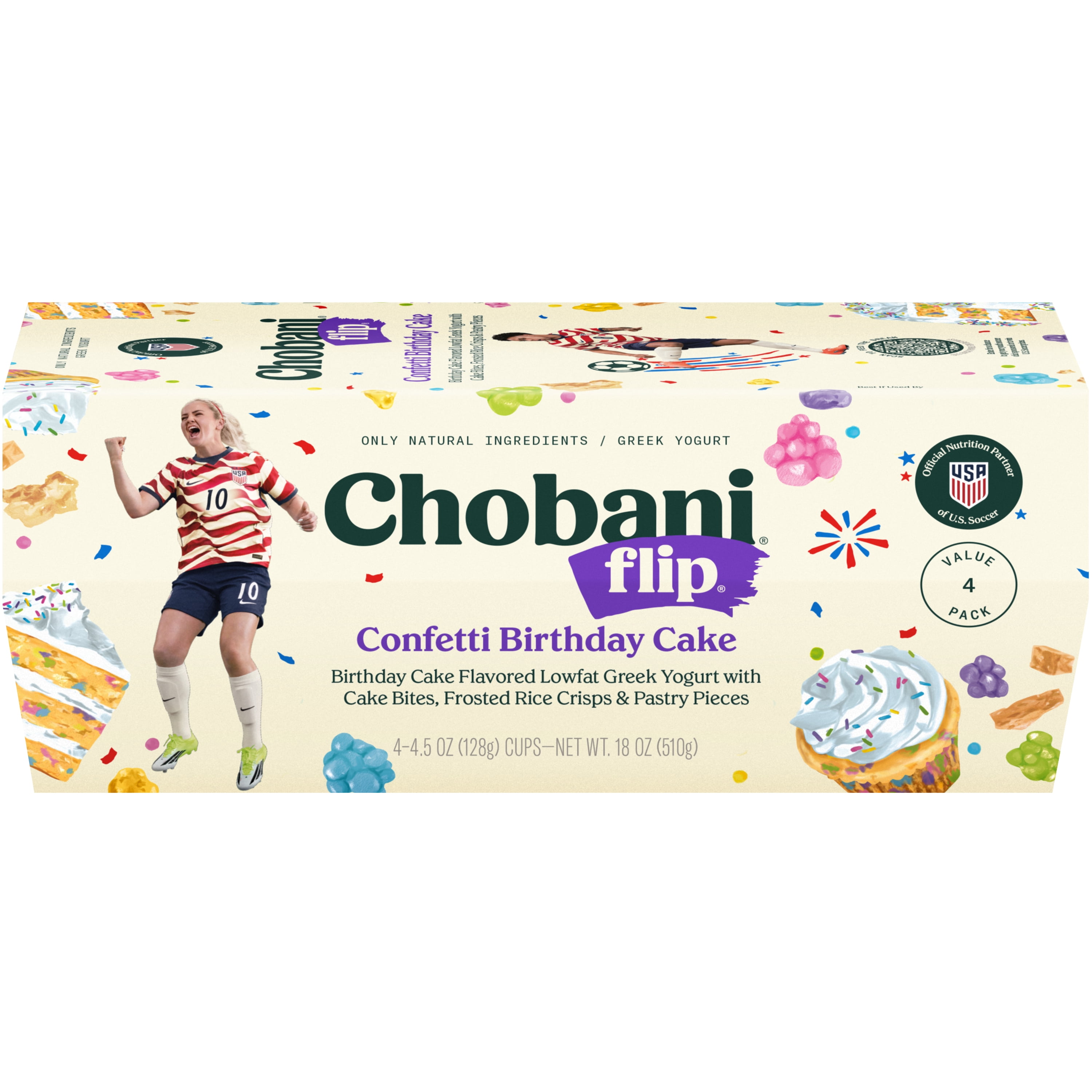 Chobani Flip Low-Fat Greek Yogurt Confetti Birthday Cake 4.5 oz 4PK