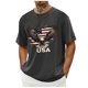 thumbnail image 1 of Tops para hombre, blusas y camisas de cuello redondo y manga corta para hombre. Top/camisa de cuello redondo y manga corta con estampado del Día de la Independencia para hombre. Tops para hombre., 1 of 5
