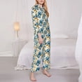 thumbnail image 3 of Fotbe Vintage Blue Flowers Conjunto de Pijama de Manga Larga para Mujer con Estampado, Ropa de Dormir de 2 Piezas, Conjunto de Casa Suave y Cómodo con Bolsillos-Small, 3 of 7