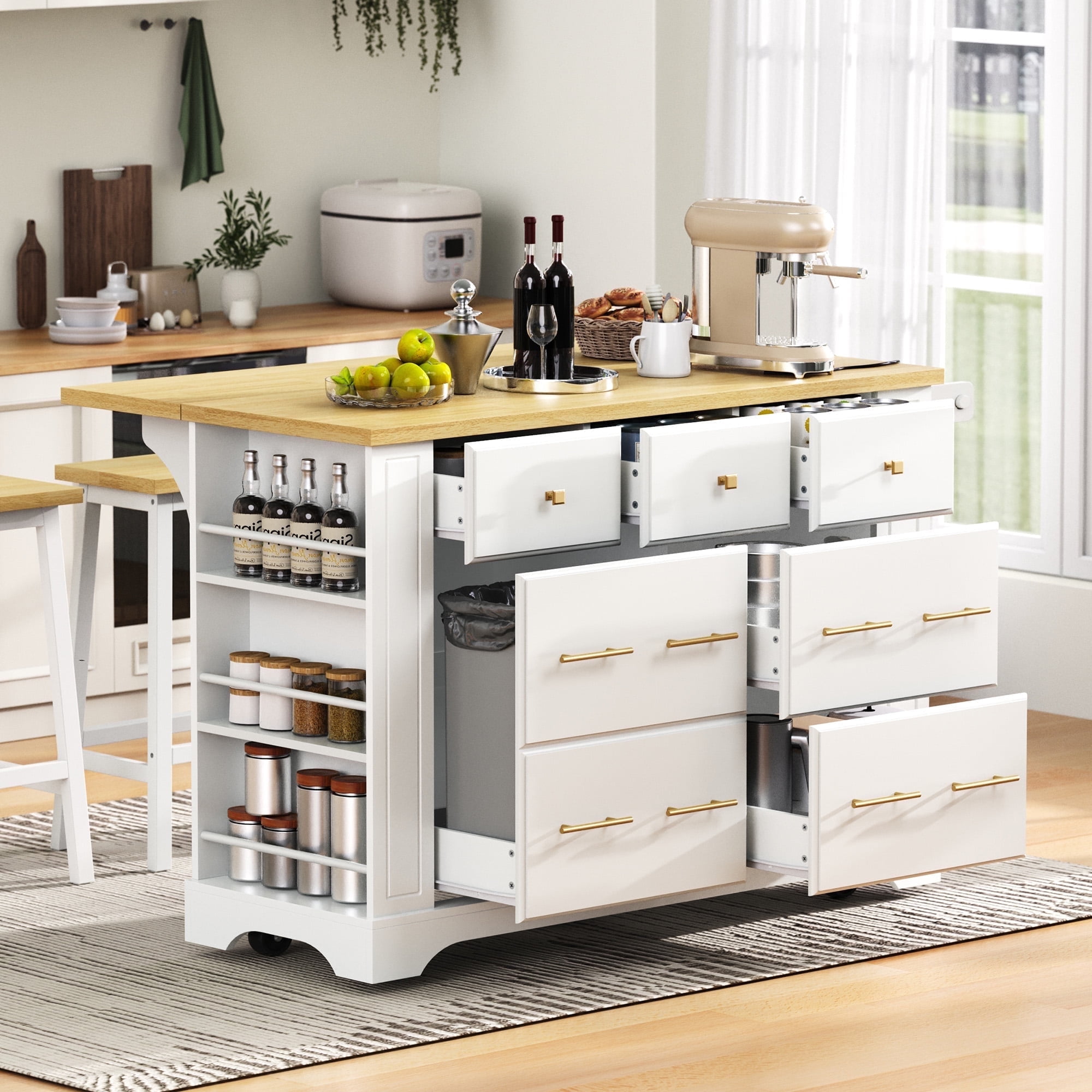 Crosley Furniture Savannah Solid Wood Top Kitchen Island with