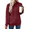 thumbnail image 3 of Sudadera con Capucha para Mujer, Informal, de Larga, con Cordón Ajustable, de Jacquard, Estilo Pulóver, Ropa Holgada. Vino Tinto M, 3 of 7