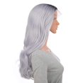 thumbnail image 5 of Onedor 24 Inch Synthetic Curly Lace Front Wig - Glueless Middle Part Dark Root Wigs for Women (Silver), 5 of 7