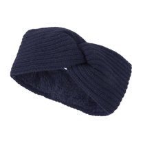 Unique Bargains 1 Pc Women's Warm Cross Knitted Headband Winter Ear Warmer Head Wraps Navy Blue