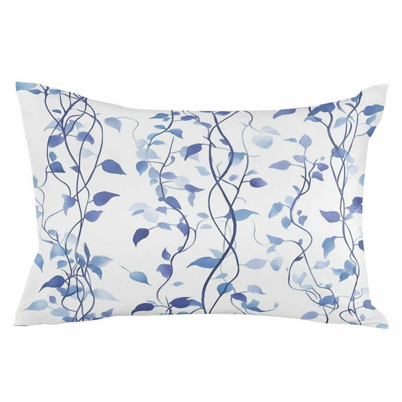 Blue Purple Botanical Throw Pillow Cover 12 x 20 Inch Decorative Pillow Cover Pastoral Summer Spring Leaf Lumbar Pillowcase Seasonal Rectangle Cushion Case for Couch Sofa Bed Living Room