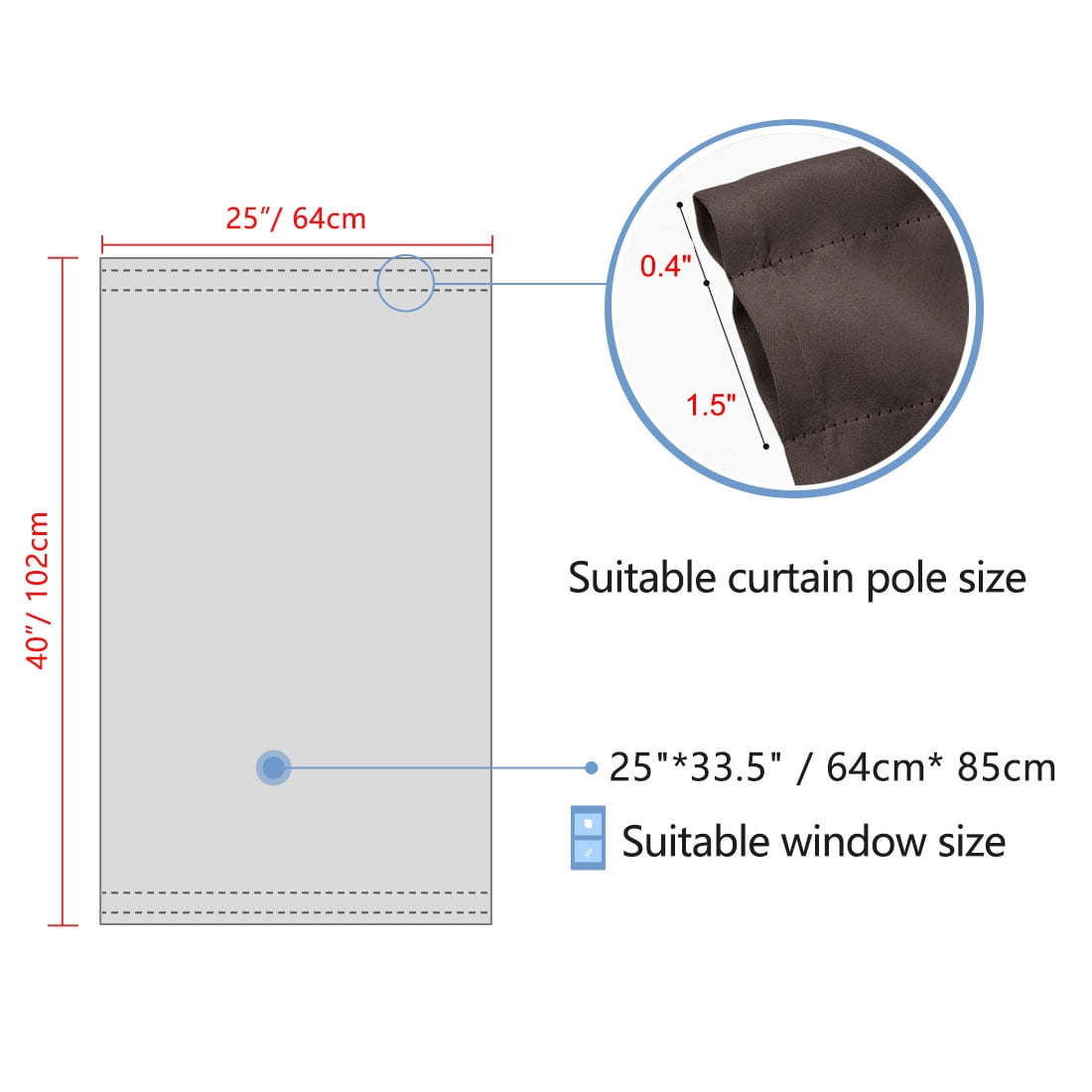 Unique Bargains 2-Pack French Door Curtains Panels Coffee 25" x 40"