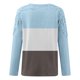 thumbnail image 4 of Puntoco mujeres Casual Color bloqueo cuello redondo encaje ahueca hacia fuera manga larga pulóver blusa adelgazante camiseta tops Puntoco Puntoco-2667, 4 of 5