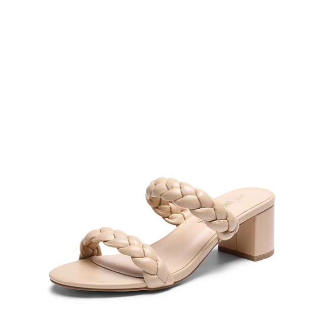 Sandalia DREAM PAIRS DHS213-2 Nude con Dos Tiras Trenzadas y Tacón de 5.7 cm