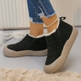 thumbnail image 3 of Womens Winter Snow Boots with Protective Toe Fleece Lined Warm Non Skid Slip on Walking Flats Work Ankle Booties Black Size 6, 3 of 7