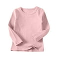 thumbnail image 3 of Hvobtty Toddler Girls T-shirts, Toddler Fall Tops, Toddler Kids Boys Girls Shirts Fashion Solid Color Round Neck Long Sleeve Top Watermelon Red 6-7 Years, 3 of 5