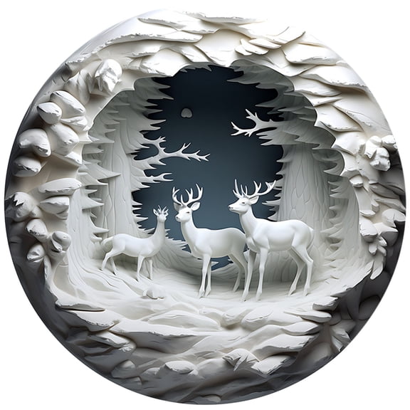 Matoen Snow Reindeer Christmas Acrylic Window Hangings Ornament Round Shaped Acrylic Window Decor Deer Art Acrylic Panel Home Wall Garden Decoration for Friends Families