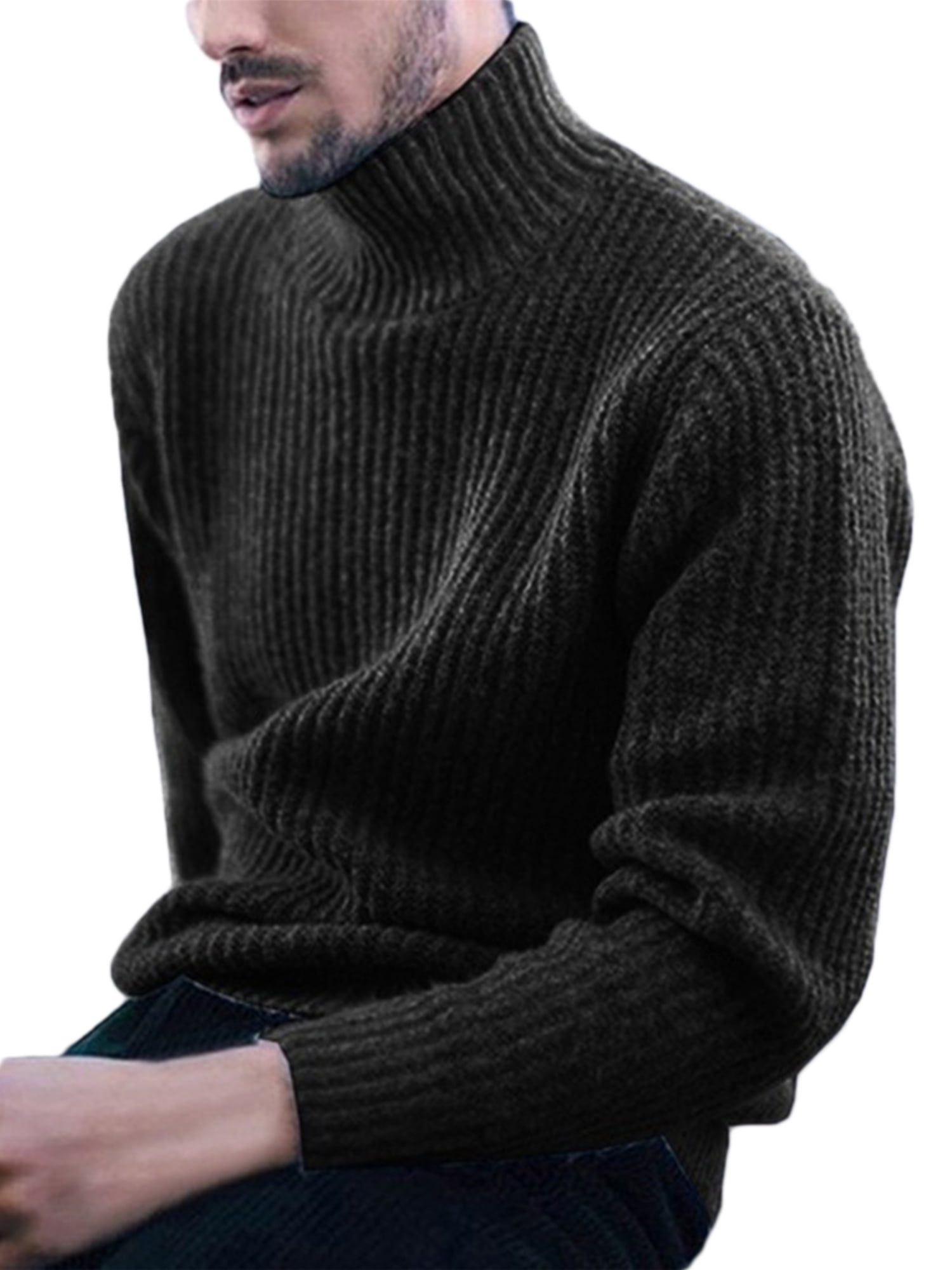 Men's Winter High Neck Turtleneck Warm Thicken Casual Knitting Tees Tops Sweater
