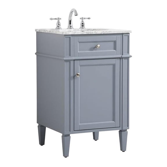 Elegant Decor Park Avenue 21" Metal MDF Marble Single Bathroom Vanity in Gray