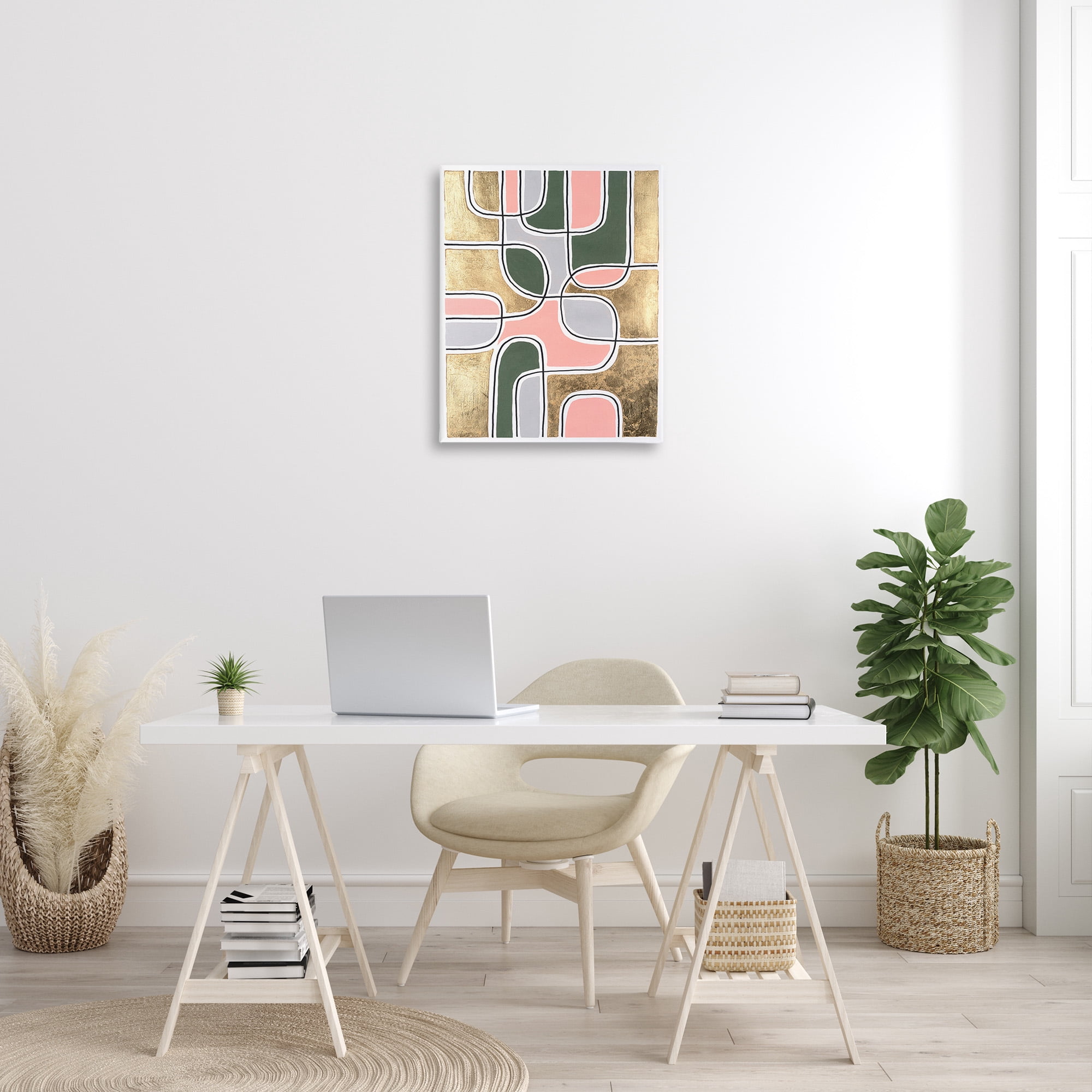 Stupell Industries Retro Glam Geometric Abstract Painting Gallery Wrapped Canvas Art Print Wall Art, 24 x 30
