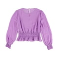 thumbnail image 2 of bar III Blusa sin mangas con fruncido para mujer, Púrpura, pequeña, 2 of 2