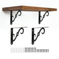 thumbnail image 1 of Uxcell 4 Pcs Soportes Decorativos para Estantes, Soportes para Estantes Flotantes de 10" x 7" para Estanterías de Pared, Negro, 1 of 7