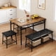 thumbnail image 1 of Juego de comedor para 4 personas con banco tapizado y taburetes cuadrados, mesa de comedor de metal y madera, 1 of 8