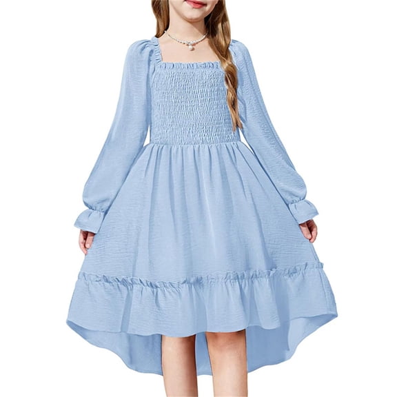 XXWXYD Kids Fancy Wedding Dress Long Sleeve Vintag𝖾 Irregular Hem Holiday Par𝗍y Clothes Girls Formal Gown Evening Prom Costum𝖾 Pageant Outfit Special Occasion