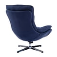 thumbnail image 6 of Retro Chair Padded Seat with Aluminum Alloy Base Comfortable Swivel for Reading Living Room, Accent Fabric Glider Chair Upholstered with High Back for Bedroom (Blue), 6 of 8